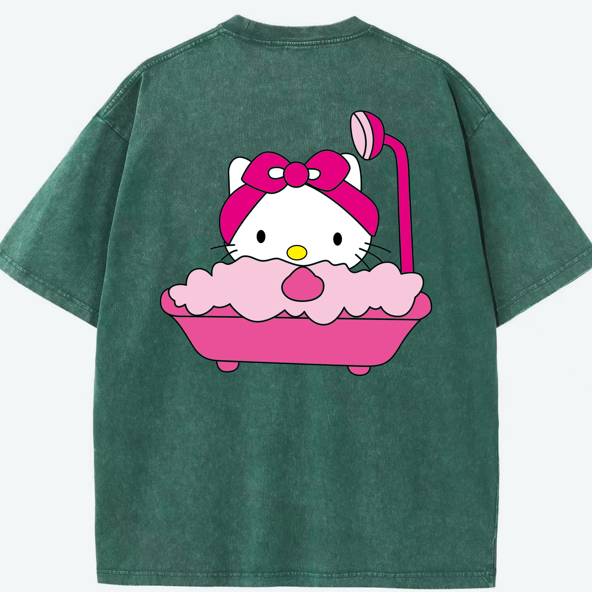 （画像用） Hello Kitty ハローキティ 綿100% ヴィンテージ風 半袖Tシャツ（背面プリント）